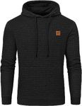 STICKON Mens Hoodies Pullover Long Sleeve Casual Hooded Sweatshirt Plaid Jacquard Hoodie Black S