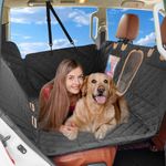 Qpets® Dog Car Seat Extender Cover, Pet Use Car Backseat Mat Dog Bed Mat for Car Road Trip, Waterproof Car Backseat Mat with Dog Hammock & Storage Pockets for Car SUV Trucks