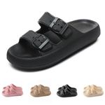 LEFUS Cloud Slides for Women Men, Adjustable Buckles Slides Slippers,Women Pillow Slides, Cloud Slippers, Slip Resistant Shower Shoes