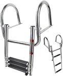 Manumarine 3 Step Pontoon Boat Ladder, Pontoon Ladders for Pontoon Boats, Stainless Steel Rear Entry Inboard Ladders Over Platform