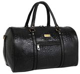 Fur Jaden Black Textured Leatherette Stylish & Spacious Weekender Duffle Bag for Travel for Men and Women