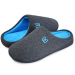 Ladies' Slippers Winter Warm Memory Foam House Shoes with Anti-Skid Rubber Sole Indoor/Outdoor for Women And Men (Classic Grey Blue, 7/8UK)