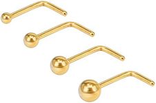 ZS 4PCS 20G Gold L Shaped Nose Ring