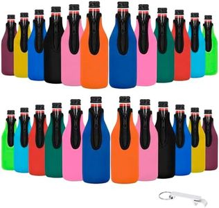 24 Pack Beer Bottle Cooler Sleeves Keep Drink Cold Zip-up Extra Thick Neoprene Insulated Sleeve Cover with Bottle Opener（24 Pack, Multicolor)