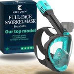 Khroom Full Face Snorkel Mask for Adults | Unique CO2 Safe Valve System | 3X Larger Snorkel for Easy Breathing with Camera Mount | + Soft-Case Snorkel Gear | Scuba Mask (S/M, Turquoise)