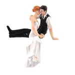 Ruilogod Bride Groom Couple Side Sitting Hug Figurine Wedding Cake Decoration Gift