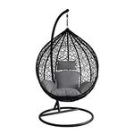 Indiid Homes Furniture Hammock Single Seater Swing Chair with Stand & Cushion Hammock Hanging SSSWING1 for Indoor, Outdoor, Balcony,Home, Patio, Yard, Balcony, Garden (Rattan)