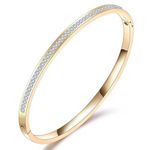 Shining Diva Fashion Latest Stylish Stainless Steel Crystal Gift Bracelet for Women and Girls (15835b)(Gold)