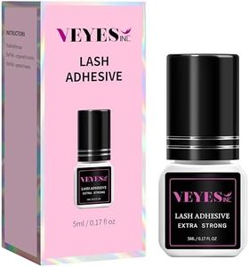 VEYES INC Eyelash Extensions Glue - Extra Strong Lash Glue 5ml 1 Sec Drying time Retention - 8 Weeks Black Adhesive for Semi-Permanent