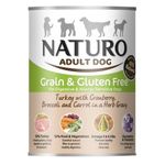 Naturo - Grain & Glutem Free Adult Dog Food with Turkey, Cranberries, Broccoli and Carrots in Herbal Sauce - Pack of 12 x 390g - Total 4650g