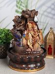 VIVARS Lord Radha-Krishna Ji Tabletop Waterfall Fountain Indoor Decoration, Lord Radha-Krishna Ji Waterfall Kit with Led Light for Home Office Decor Golden-Brown