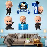 Zyozique Boss Baby 1st Birthday Cardstock Cutout with Glue Dot for Kids Theme for Baby Shower 1st Birthday Decorations Supplies (Pack of 7)