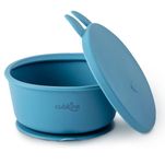 CUBKINS Baby Feeding Silicone Bowl for Kids, Babies and Toddler | Anti-Slip, Reusable Silicone Suction Bowl, Microwave & Dishwasher Safe with Lid (Blue Olive)