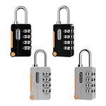 ORIA 4 Pack Combination Padlock, Resettable Luggage Locks, Outdoor Weatherproof Lock for Travel Bag, Suitcase, Backpack, Briefcase, School Gym Locker, Toolbox, Case, Hasp Storage (Black and Silver)