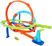 Hot Wheels Let's Race Netflix - Toy Car Track Set, Action Loop Cyclone Challenge Track Set, 2 Ways to Play & Easy Storage, with 1:64 Scale Toy Car, HXM94