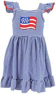 Unique Baby American Flag Girls 4th of July Outfits for Girls Patriotic Dresses (4t/M) Blue