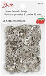 Dritz Sew On Snaps Nickel 48 Sets Fasteners, Size 3, 48ct