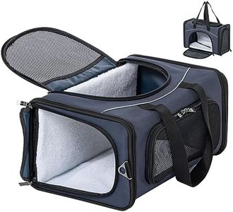 Petsfit Airline Approved Carrier, Cat Transport Carrier for Small Dogs,Foldable small dog Carriers Two-Way Placement on Plane Pet Carriers for Travelling,Blue,49cm*23cm*30.5cm