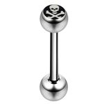 AZARIO LONDON Skull Logo Picture Ball with 14 Gauge - 14MM Length 316L Surgical Steel Straight Barbell Tongue Bar Piercing