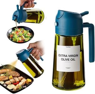 TrendPlain - Original 16oz/470ml Olive Oil Dispenser Bottle for Kitchen Gadgets and Air Fryer Accessories - Olive Oil Sprayer for Cooking w/Stickers (Light Blockage) - Navy