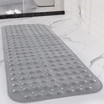 Yimobra Original Bath Tub Shower Mat 31 x 15.3 Inches, Comfortable, Non-Slip, Suction Cups with Drain Holes, Machine Washable, Phthalate, Latex and BPA Free Bathroom Mats, Gray