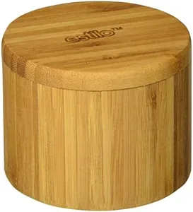 Estilo Premium Bamboo Salt and Pepper Bowls, Wooden Spice Containers with Magnetic Swivel Lids, Perfect for Salt, Spice, Sugar, Pepper Brown
