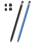 Smozer Stylus Pens for Touch Screens(2-Pack), Sensitivity & Precision Stylus Pens for iPhone/iPad/Samsung Galaxy/Tablets and All capacitive Touch Screen Devices + 4 Replaceable Rubber Tips