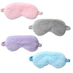 4 Pcs Plush Eye Mask Soft Fluffy Plush Eye Mask Sleep Mask Adjustable for Kids Adult Women