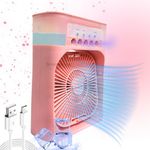 Drumstone (GREAT INDIAN DEAL WITH 15 YEARS WARRANTY) Personal Air Cooler Desk Fan - Portable Mini Evaporative Cooler with 7 Colors LED Light, Timer, 3 Wind Speeds, 3 Spray Modes - Pink(Best Gift)