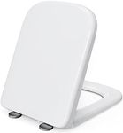 Pipishell Square Toilet Seat, Soft Close Seat White with Quick Release, Simple Top Fixing, Heavy Duty UF Material Anti-Bacterial Seats Stainless Adjustable Hinges (35.1 x46.1cm)