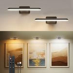 FULEN 2 Pack Picture Lights for Wall, Battery Operated Picture Light Rechargeable, Cordless Dart Board Lights, LED Wall Sconces for Pictures,Frames&Mirros, 3 Color Temperatures, Remote Control, Black