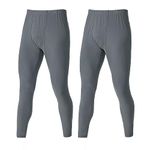 YUSHOW Mens 2 Pack Thermal Underwear Bottoms Long Johns for Men Thermal Warm Baselayer Ultra Soft Trousers Leggings Pants Grey