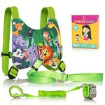 HappyVk Toddler Leash Harness - Baby Anti Lost Wrist Link with Key Lock - Kid Leash- Child Safety Harness ages 1-4 - Cute Jungle Animals