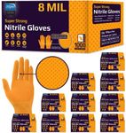 Inspire Heavy Duty Orange Nitrile Disposable Gloves | ULTRA 8 Mil Diamond Textured Grip | Industrial Mechanic Food (1000, XXL)