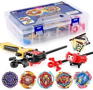 GOIJRER Metal Master Fusion Gyro Toys for Kids, 5 Pieces Battling Top Battle Burst High Performance Set with 2 Launchers