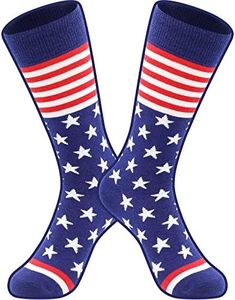 BISOUSOX American Flag Socks Groomsman Socks Mens Dress Socks 9-12 Funny Crazy Novelty Business Wedding Crew Socks