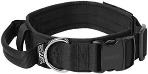 OneTigris Tactical Dog Collars with Handle,Military Dog Collar for Large Dog,Adjustable Nylon Collar German Shepherd Collar with Heavy Duty Metal Buckle for Dog Training and Walking(XL, Black)