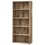 VASAGLE Bookshelf, 5-Tier Bookcase, Storage Shelving Unit, Display Shelf with Open Compartments, Adjustable Storage Shelves, for Living Room, Home Office, Bedroom, Camel Brown LBC165T50