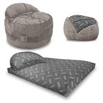 CordaRoy's NEST Gaming Bean Bag Chair - Convertible Bean Bag Chair & Bed - Washable Chenille Cover with Pockets for Remote, Controllers - for Living Room, Game Room, Basement - Full Size - Charcoal