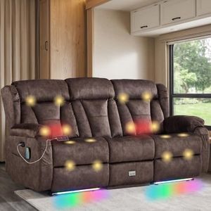 IBTKIG Zero Wall Reclining Sofa with Heat and Massage Power RV Recliner