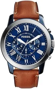 FOSSIL Men's Grant Analog quartz Silver/Blue IP Watch, (FS5151), 44 mm