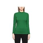 Prime fashions - Ladies Turtle Neck Long Sleeved Stretch Plain Polo Top Womens Jumper (M-L, Bottle Green)