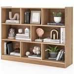 COSTWAY Wooden Cube Bookcase, 3 Tier Open Storage Shelving Unit with 8 Compartments, Freestanding Display Bookshelf for Living Room, Kids Playroom and Study (Natural)