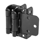 10 Pair Pack - Cosmas 18650-FB Flat Black Self Closing Partial Wrap Cabinet Hinge 1/2" Inch Overlay (Pair) [18650-FB]