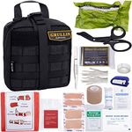 GRULLIN IFAK Trauma Kit, MOLLE Emergency First Aid Kit, Outdoor Field Dressing EMT Bag for Adventure, Hunting, Camping, Hiking, Travel and Accident (Black)