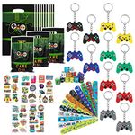 Bomtop 41Pcs Video Game Party Bag Fillers for Kids Unisex, Pinata Filler Birthday Party Gifts Favors for Kids with Party Bags, Slap Bands, Keychains, Luminous Tattoos, Lucky Dip Prize for Boys Girls