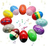 Ehome Easter Basket Stuffers, 12Pcs Easter Egg Shakers, Wooden Percussion Musical Shake Prefilled Easter Eggs Classroom Prize Supplies Montessori Toys Easter Gifts for Kids Boys Girls Babies