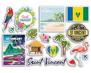 A5 Sticker Sheet Saint Vincent Landmarks Vinyl Stickers - St Caribbean Beach Summer Tropical Coast Flamingo Airport Stamps Skyline Flag Map Travel Holiday Scrapbooking Luggage #79213