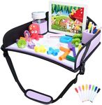 COOLBEBE Kids Travel Tray for Car Seats, Toddler Lap Desk with Dry Erase Surface, Portable Activity Table for Road Trips, Snack & Play Tray (Purple)
