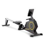 CIRCUIT FITNESS Deluxe Foldable Magnetic Rowing Machine with 8 Resistance Setting and Transport Wheels - Black/Yellow/Bluetooth, AMZ-986RW-BT
